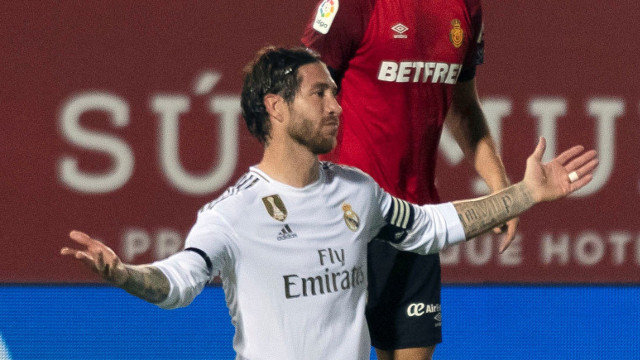 Sergio Ramos durante o partido ante o Mallorca. EFE