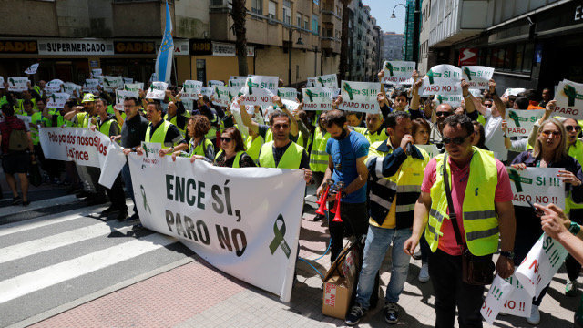 Imagen de una protesta a favor de Ence. GONZALO GARCÍA