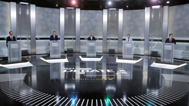Un momento del debate electoral de este lunes. JUAN CARLOS HIDALGO (Efe)