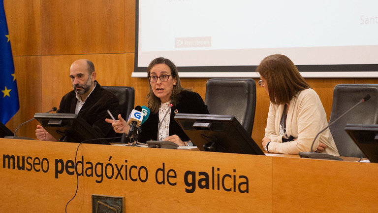 Ethel Vázquez anunció las medidas este martes en Santiago. XUNTA