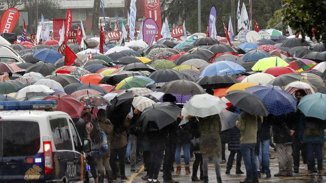 Manifestación de docentes en Santiago de Compostela. EFE