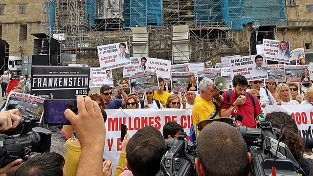 Unha manifestación da plataforma na Praza do Obradorio, en Santiago. AGN