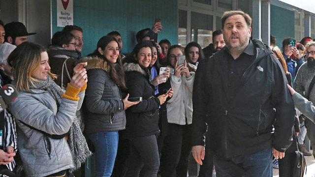 Oriol Junqueras, en su llegada al campus de Manresa.QUIQUE GARCÍA (Efe)