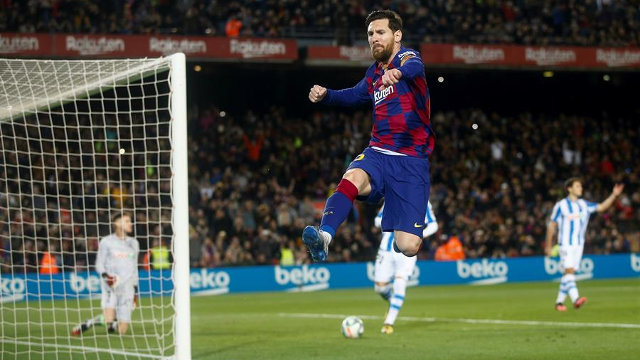 Messi celebra su tanto ante la Real Sociedad.QUIQUE GARCÍA (Efe)