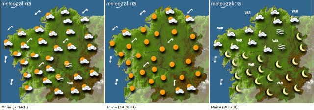 Mapa del previsión del tiempo en Galicia para este viernes.METEOGALCIA
