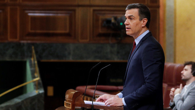 El presidente del Gobierno, Pedro Sánchez, durante su intervención este miércoles en el Congreso. EP