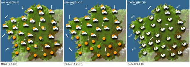 Mapa de la previsión del tiempo en Galicia.METEOGALICIA