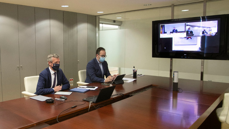 Reunión telemática entre el secretario de Estado de Turismo, Fernando Valdés, y el vicepresidente primero da Xunta, Alfonso Rueda. EP
