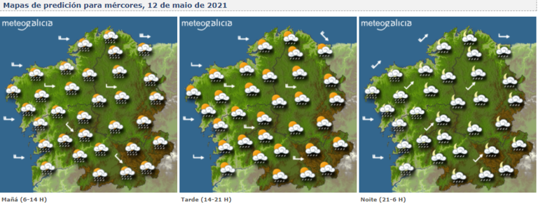 Mapas del tiempo en Galicia para este miércoles. METEOGALICIA