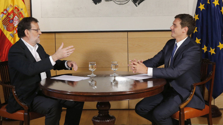 Reunión mantenida entre Mariano Rajoy y Albert Rivera en 2016. EFE