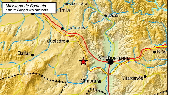 O epicentro do tremor de magnitude 2,6 situouse en Albarellos, Monterrei. EP