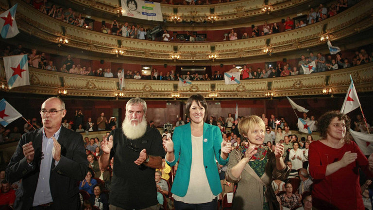 De izquierda a derecha, Jorquera, Xosé Luís Rivas 'Mini', Ana Pontón, María Xosé Bravo y Goretti Sanmartín.AEP