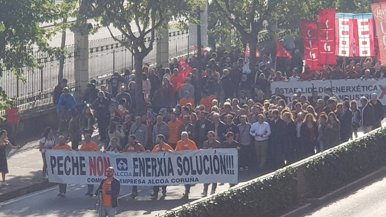 Manifestación de Alcoa en A Coruña. EP