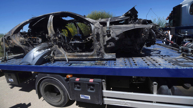 O vehículo no que viaxaba José Antonio Reyes tras o accidente. RAFAEL ALCAIDE