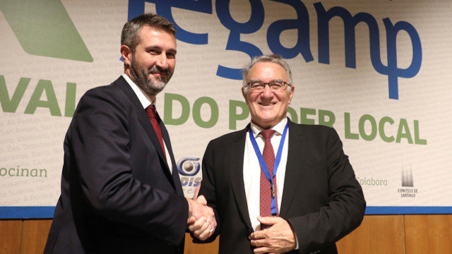 Alberto Varela y Alfredo García, este viernes en la asamblea de la Fegamp. EFE