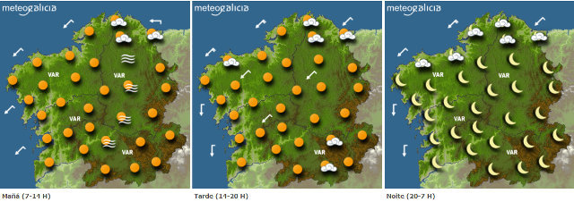 Mapa del predición del tiempo para este miércoles.METEOGALICIA