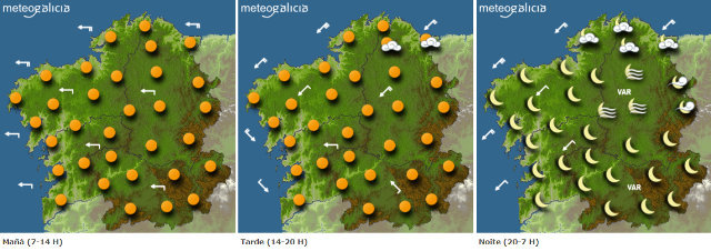 Mapa de la previsión del tiempo para este sábado en Galicia.METEOGALICIA