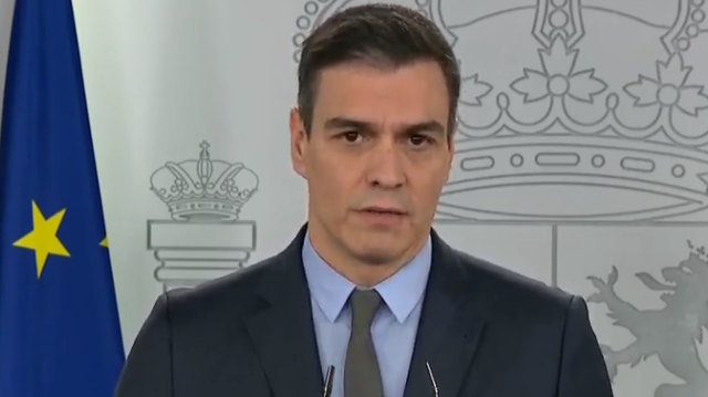 Pedro Sánchez, durante su comparecencia. EP