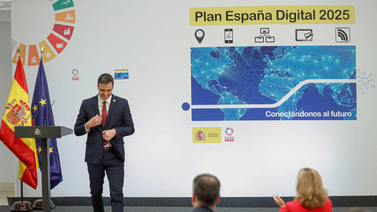 Pedro Sánchez en la presentación del Plan España Digital 2025. EFE