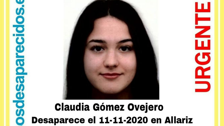 Claudia Gómez, menor desaparecida en Allariz. SOS DESAPARECIDOS