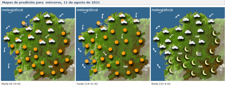 Mapas del tiempo para este miércoles en Galicia. METEOGALICIA