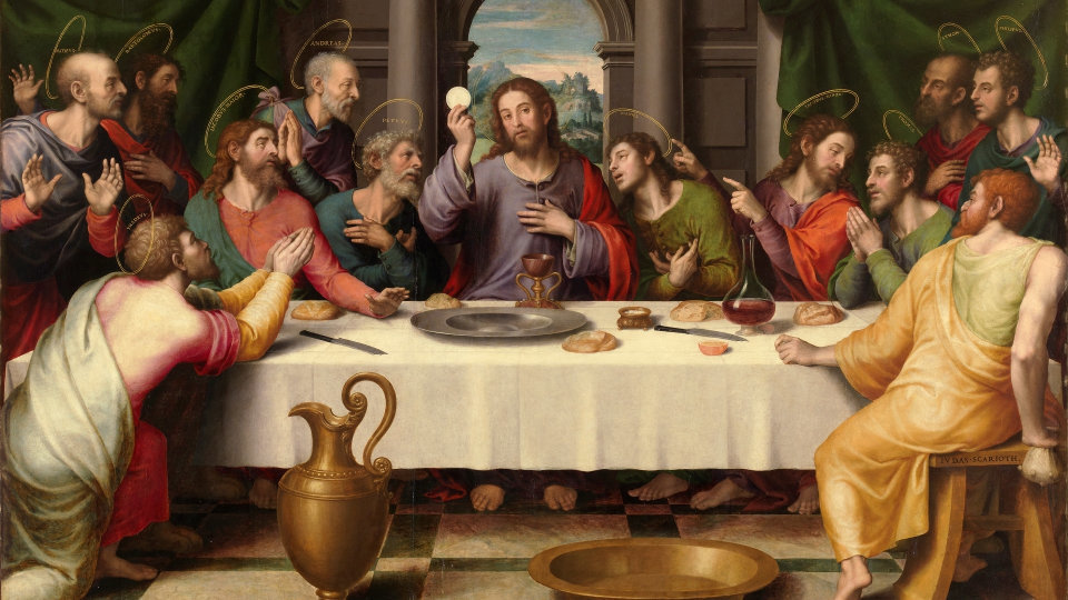 Jesucristo (centro) visto por Juan de Juanes en la 'Última cena'. ADP