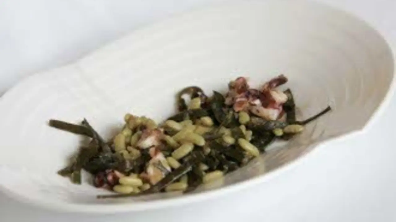 Plato de la cocinera gallega Pía Lago con habas de Lourenzá y pulpo (Otto/AGN)