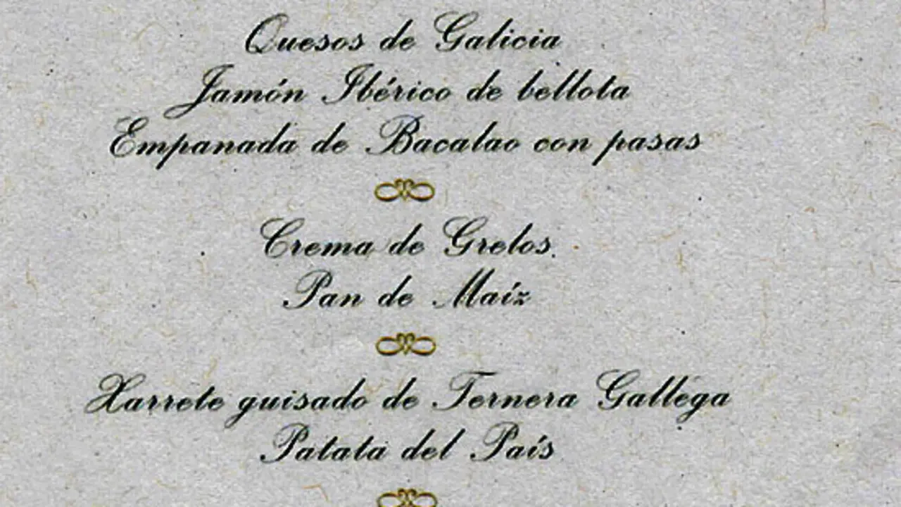Men&uacute; del Palacio Arzobispal de Santiago de Compostela del 6 de noviembre