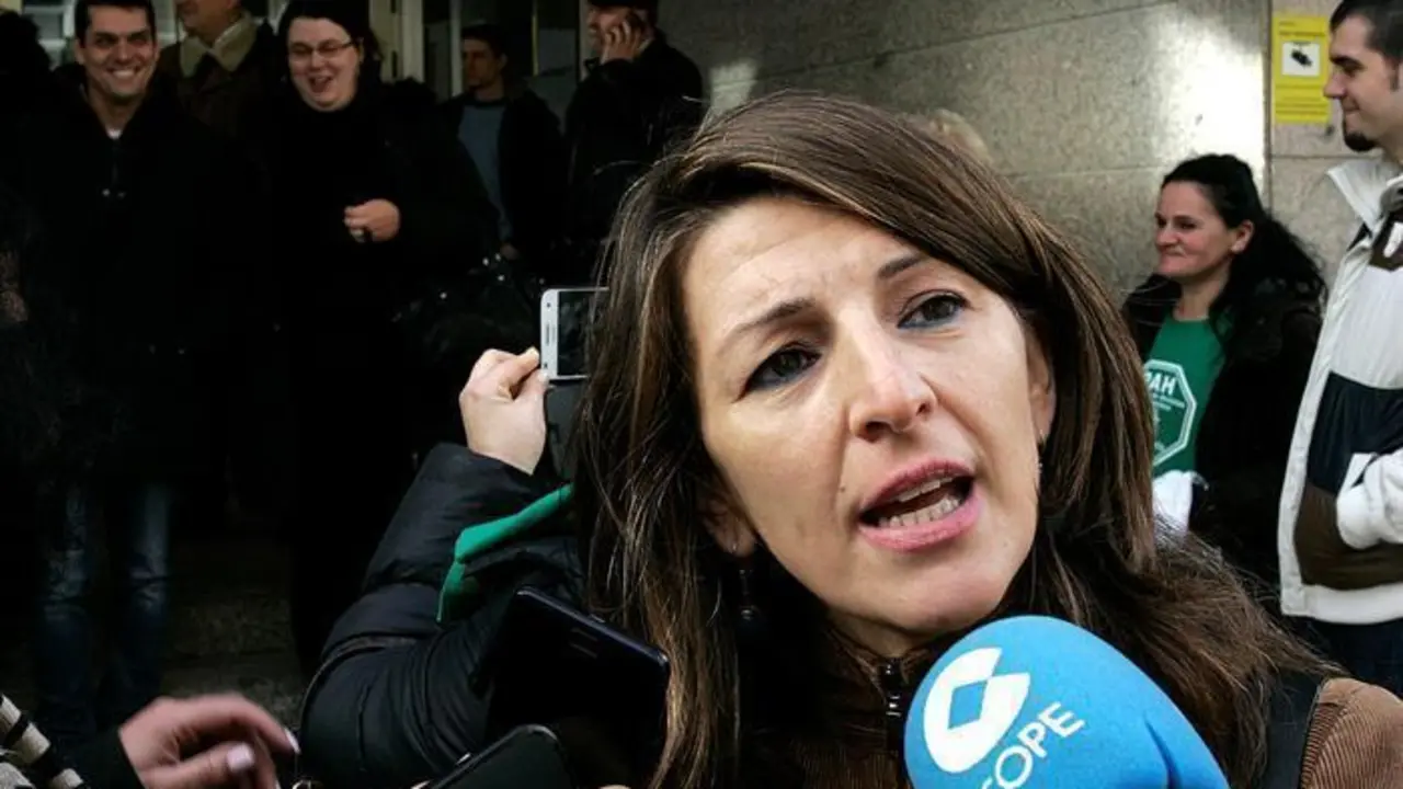 Díaz en la concentración este lunes de apoyo a Marcos Guerreiro