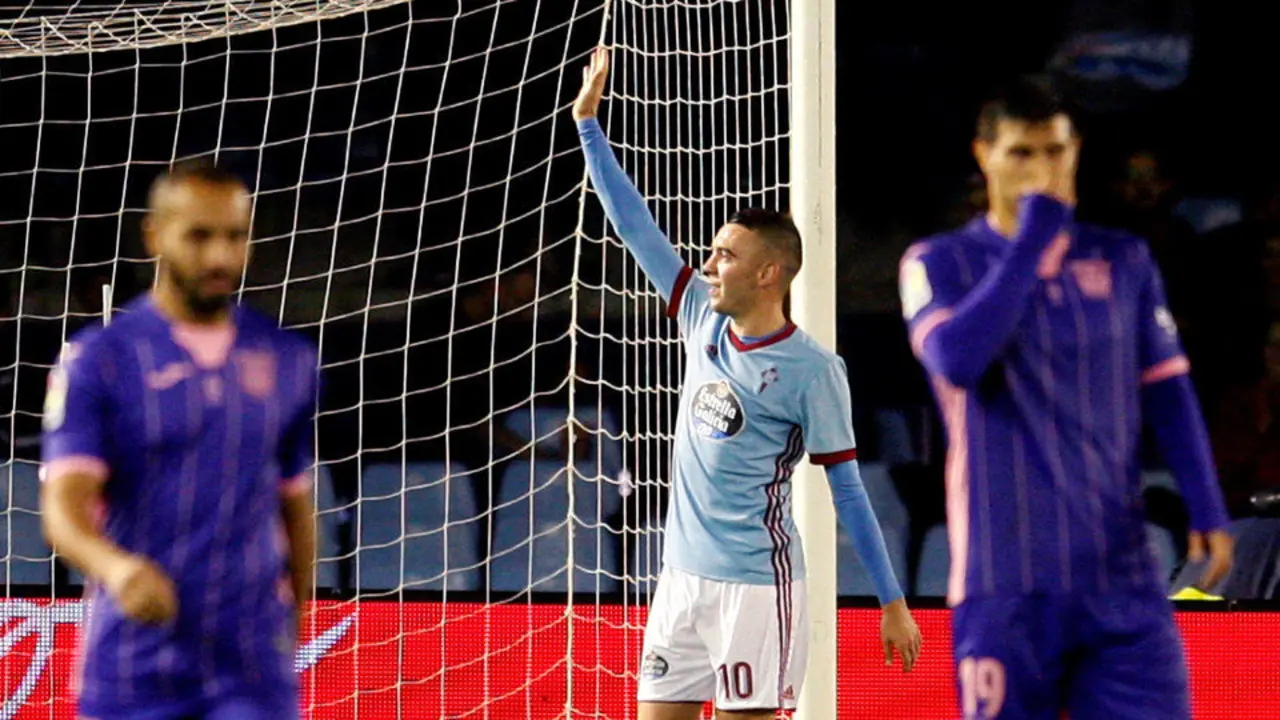 Iago Aspas celebra su gol ante el Leganés. SALVADOR SAS