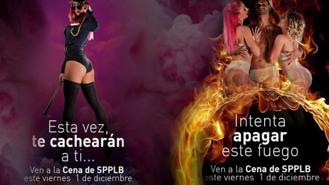 Cartel de la cena de bomberos y policías de Valencia. EP