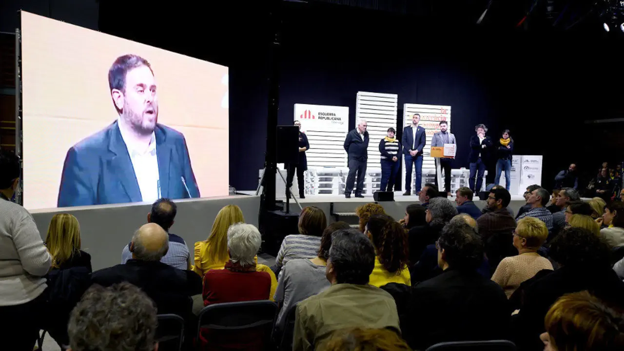 Oriol Junqueras durante un acto de campaña de ERC. SANTI IGLESIAS (EFE)