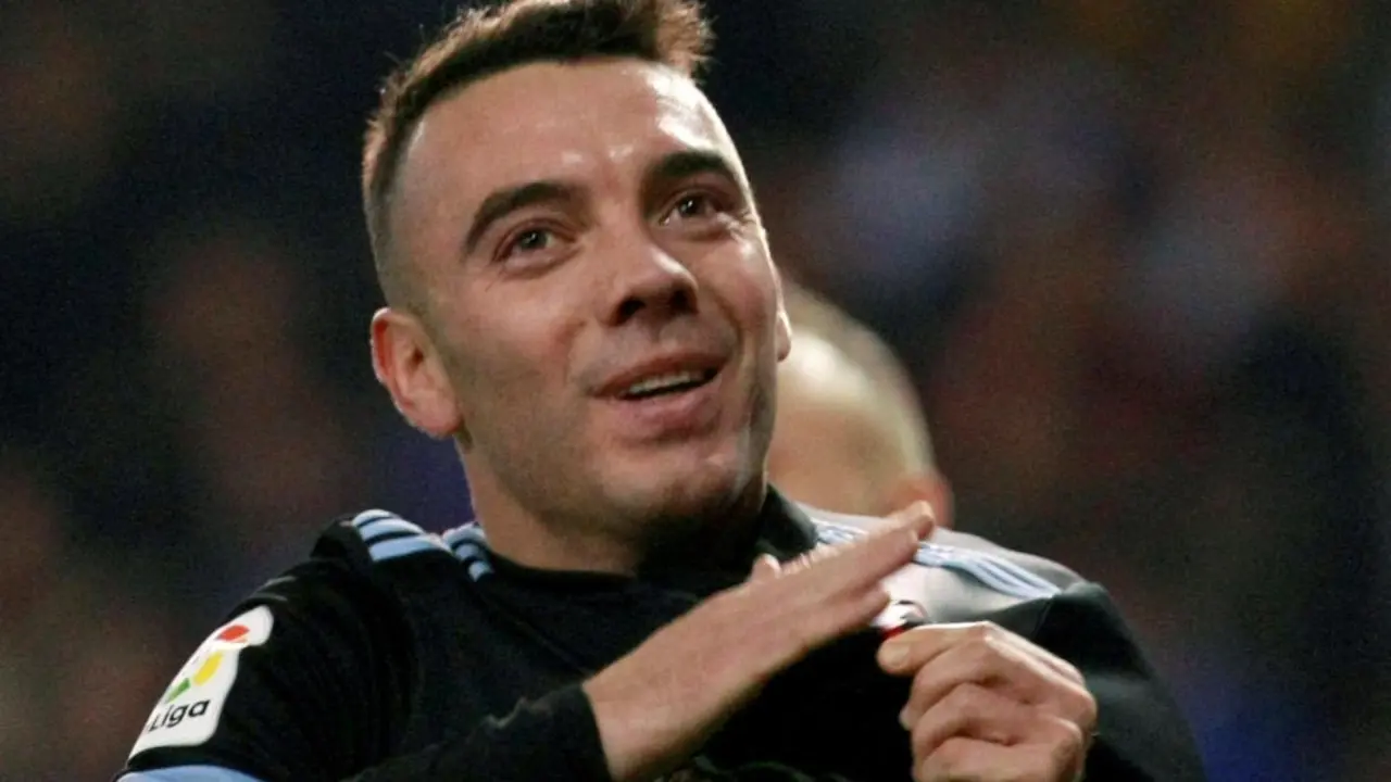 Iago Aspas celebra uno de sus goles.CABALAR (Efe)