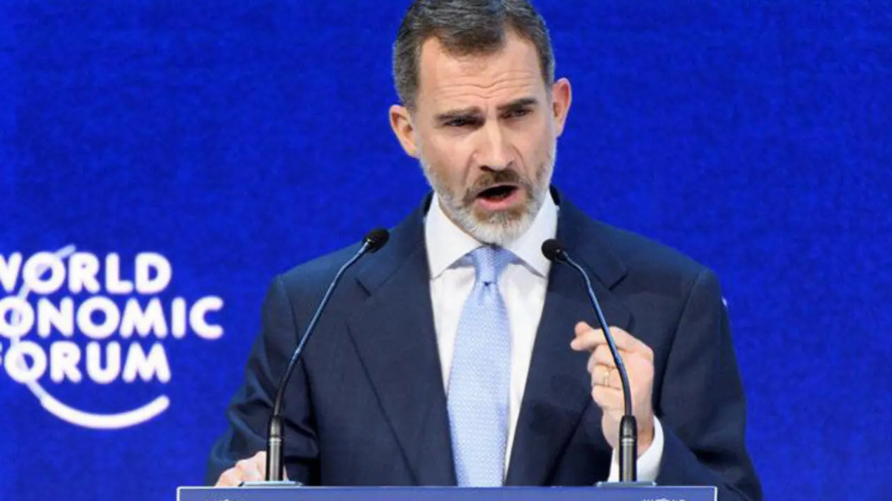 FelipeVI, durante su intervención en el Foro de Davos. EFE