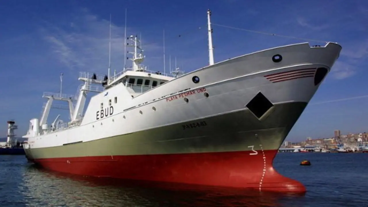 El pesquero Playa de Pesmar Uno, apresado por Argentina cuando supuestamente faenaba en aguas de ese país. SALVADOR SAS (EFE)