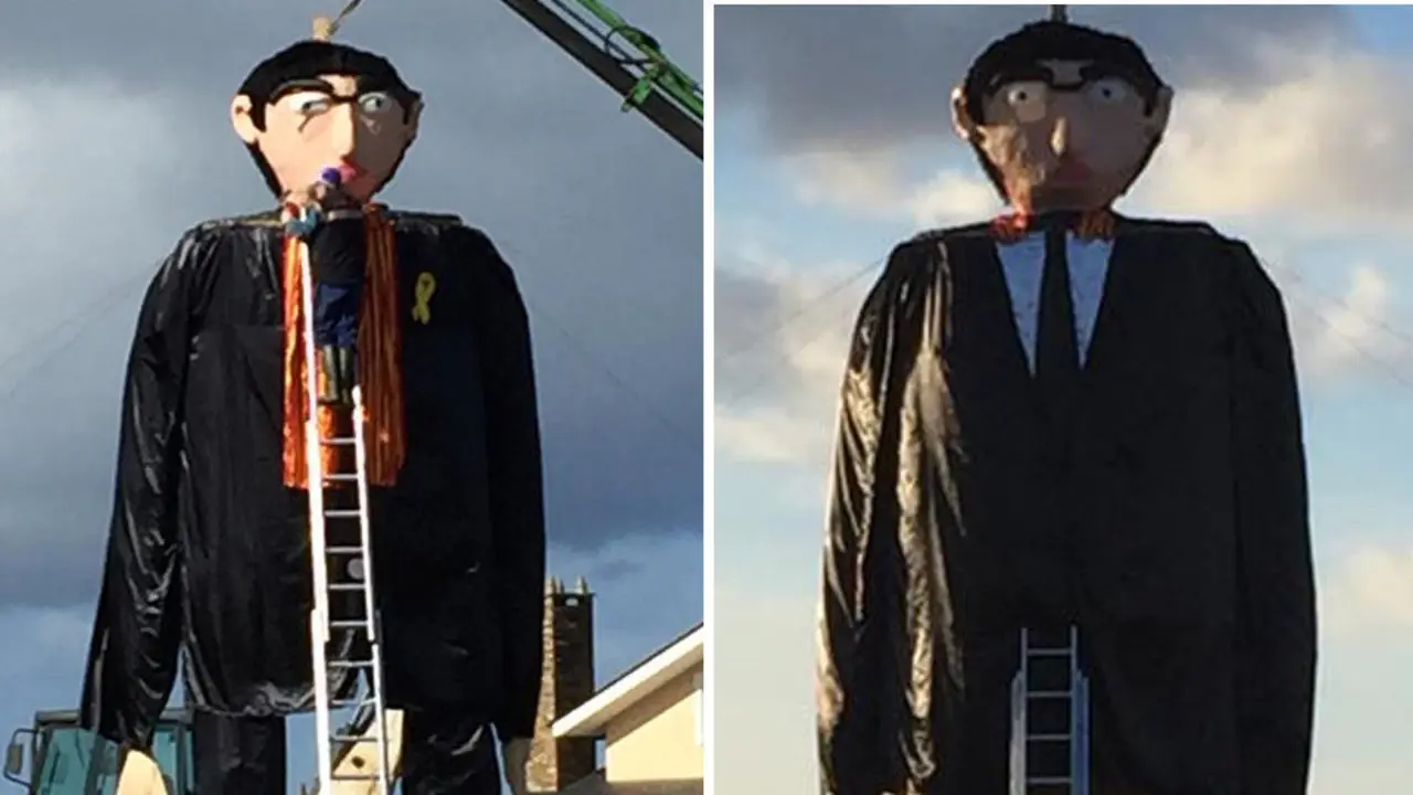 El muñeco, con y sin senyera.AEP