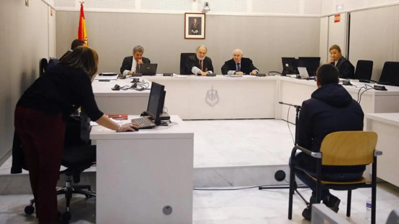 Luis S.S., durante la vista del juicio en la Audiencia Nacional, para quien el fiscal pide dos años de cárcel por enaltecimiento del terrorismo en redes sociales. J.P. GANDUL (EFE)