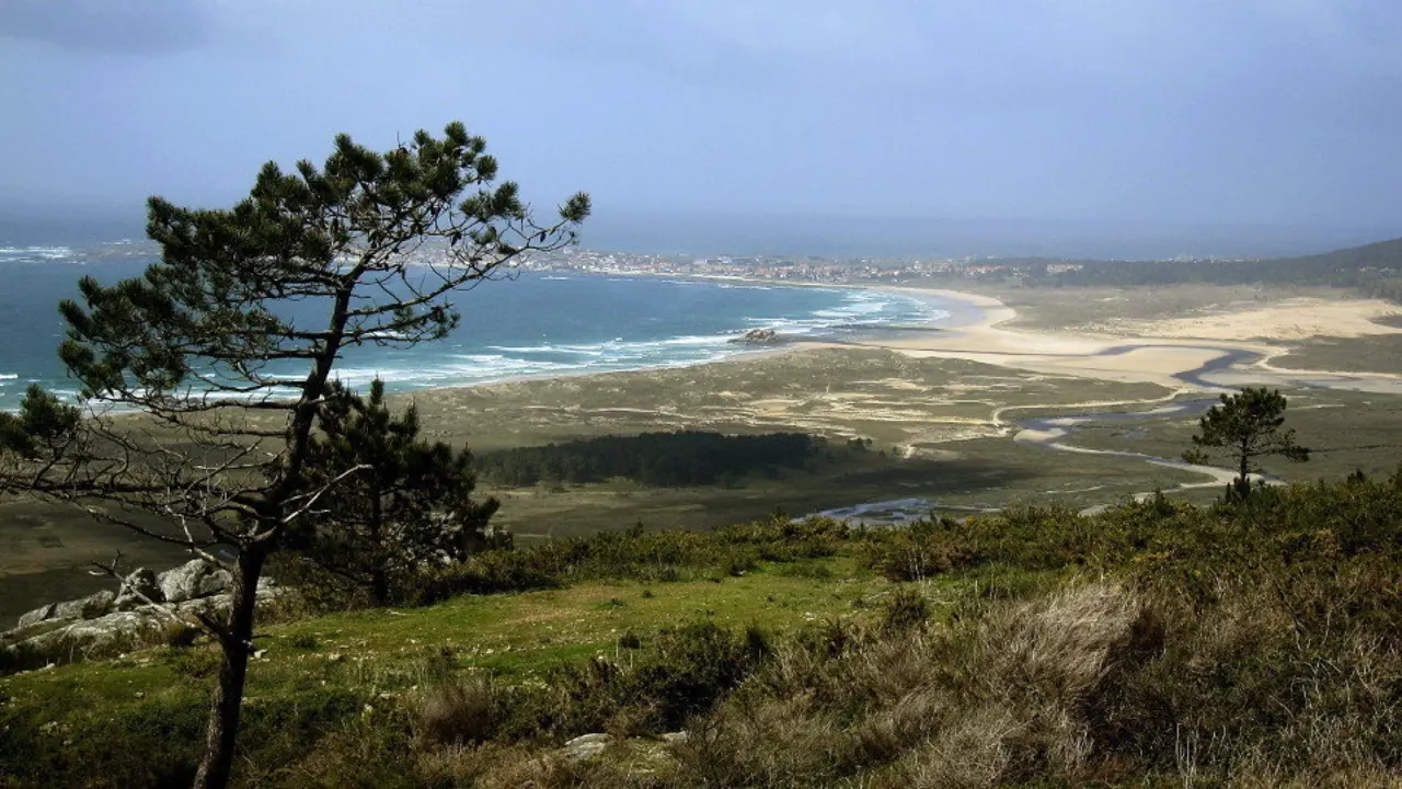 Las marismas y la gran duna móvil del Parque Natural del complejo dunar de Corrubedo. CRISTINA YUSTE (EFE)