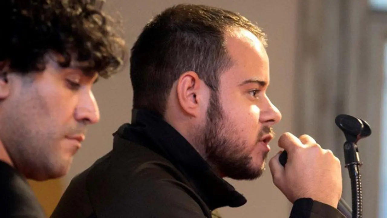 Pablo Hasel, en Zaragoza. JAVIER CEBOLLADA (EFE)