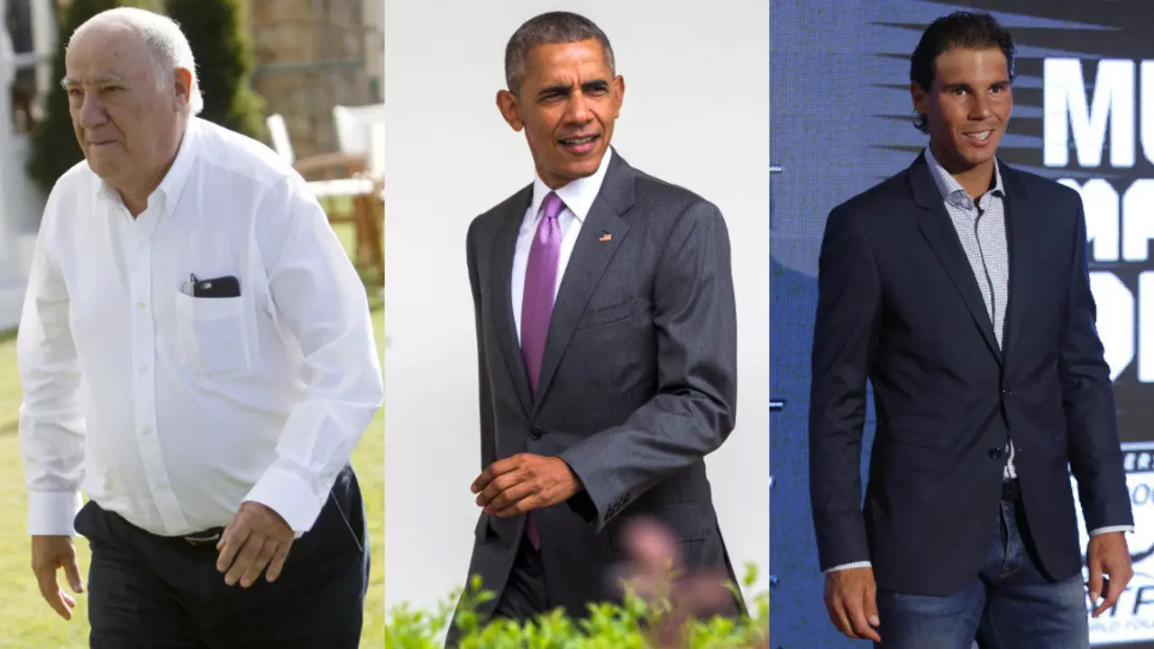 Amancio Ortega, Barack Obama y Rafa Nadal. EP