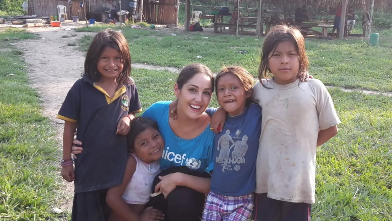 Lucía Regueiro participando nunha acción de Unicef. EP