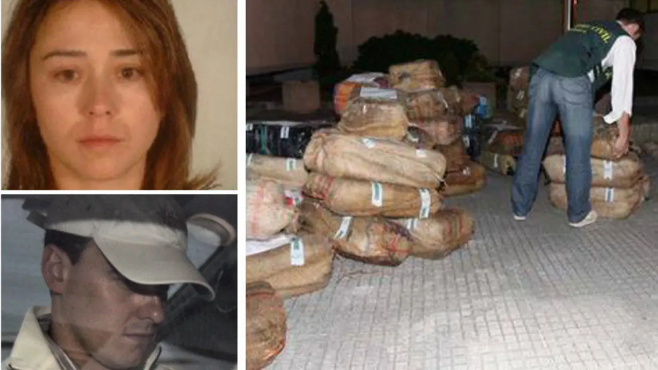 Tania Varela; el que fuera su pareja, David Pérez Lago, y el alijo intervenido en 2006 en Zas. DP