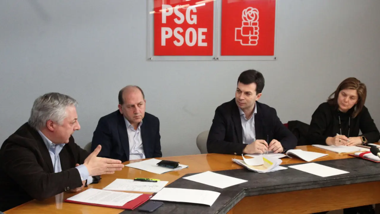 José Blanco, Leiceaga, Gonzalo Caballero y Pilar Cancela. PEPE FERRÍN