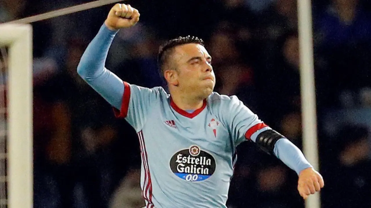 Iago Aspas celebra su segundo gol. LAVANDEIRA JR (EFE)