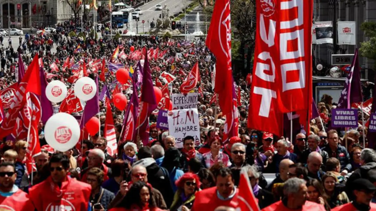 Movilización en Madrid con motivo del Día del Trabajo.ZIPI (Efe)