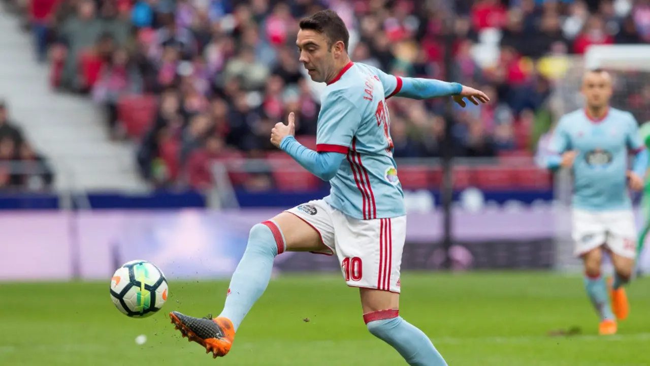 Iago Aspas, en el partido ante el Atlético disputado en el Wanda Metropolitano. RODRIGO JIMÉNEZ (EFE)