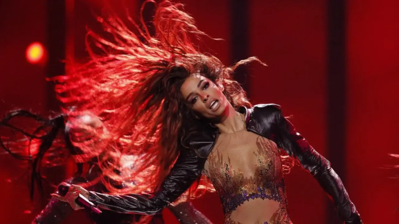 Eleni Foureira, durante su actuación en la primera semifinal de Eurovisión. TWITTER