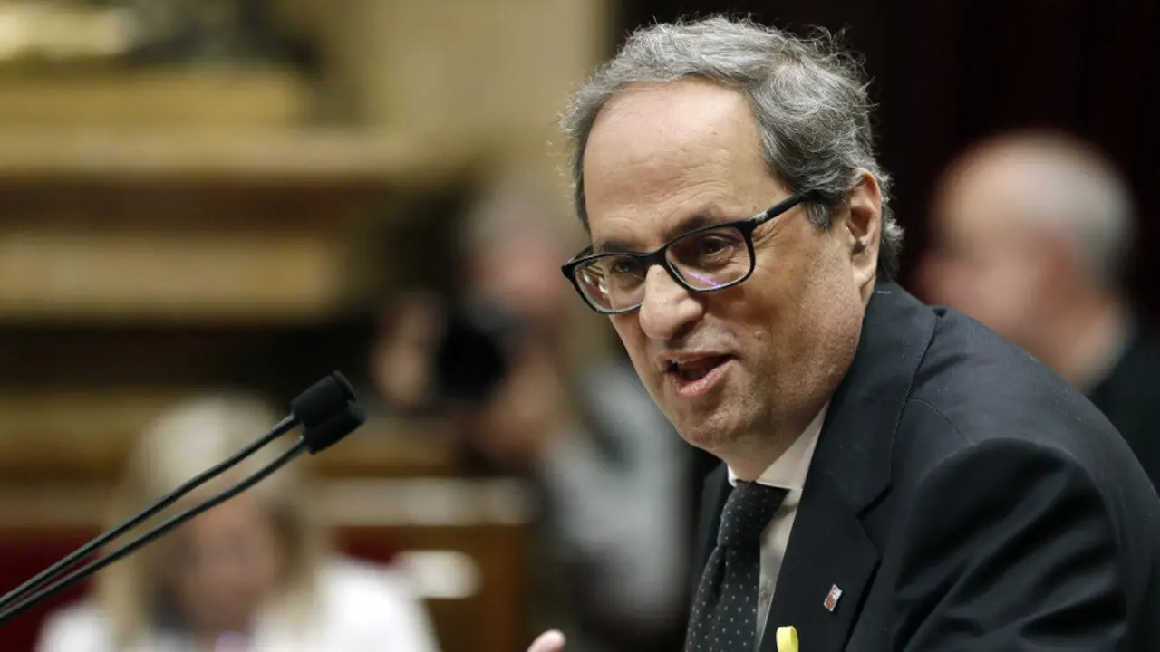 Quim Torra, durante el pleno en el que fue investido. ANDREU DALMAU