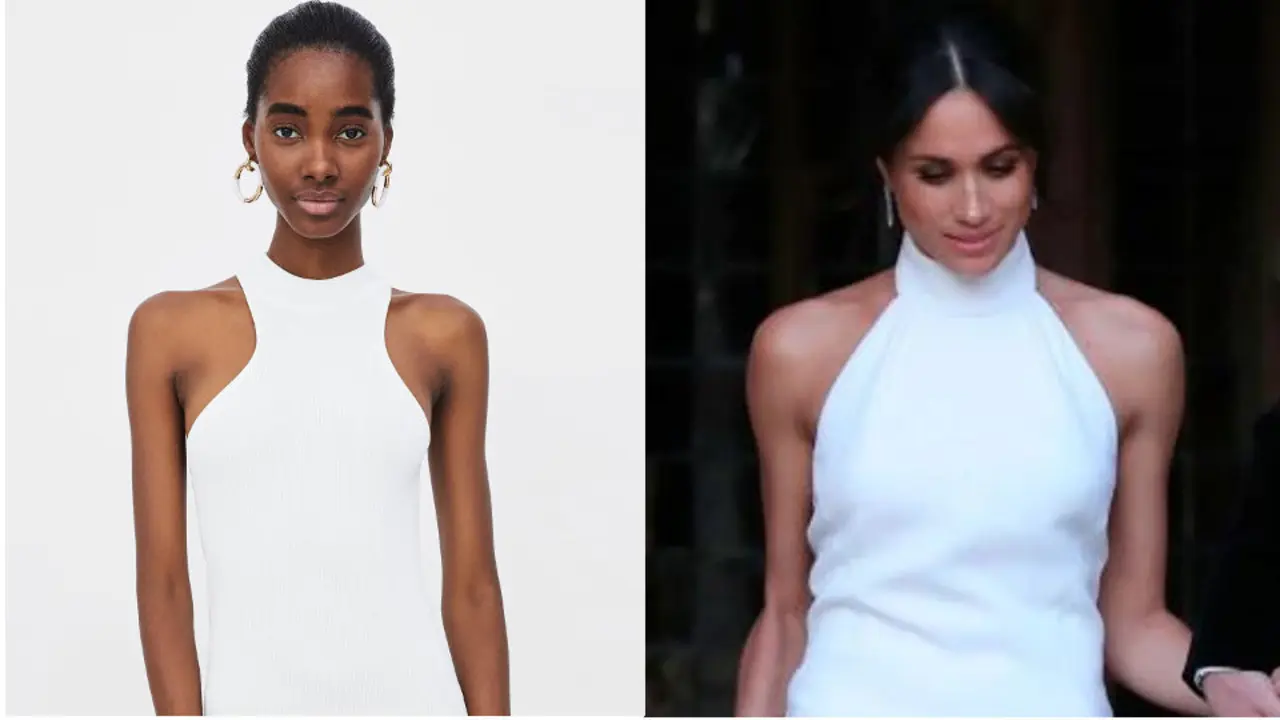 El vestido de Zara y el lucido por Meghan Markle.EP