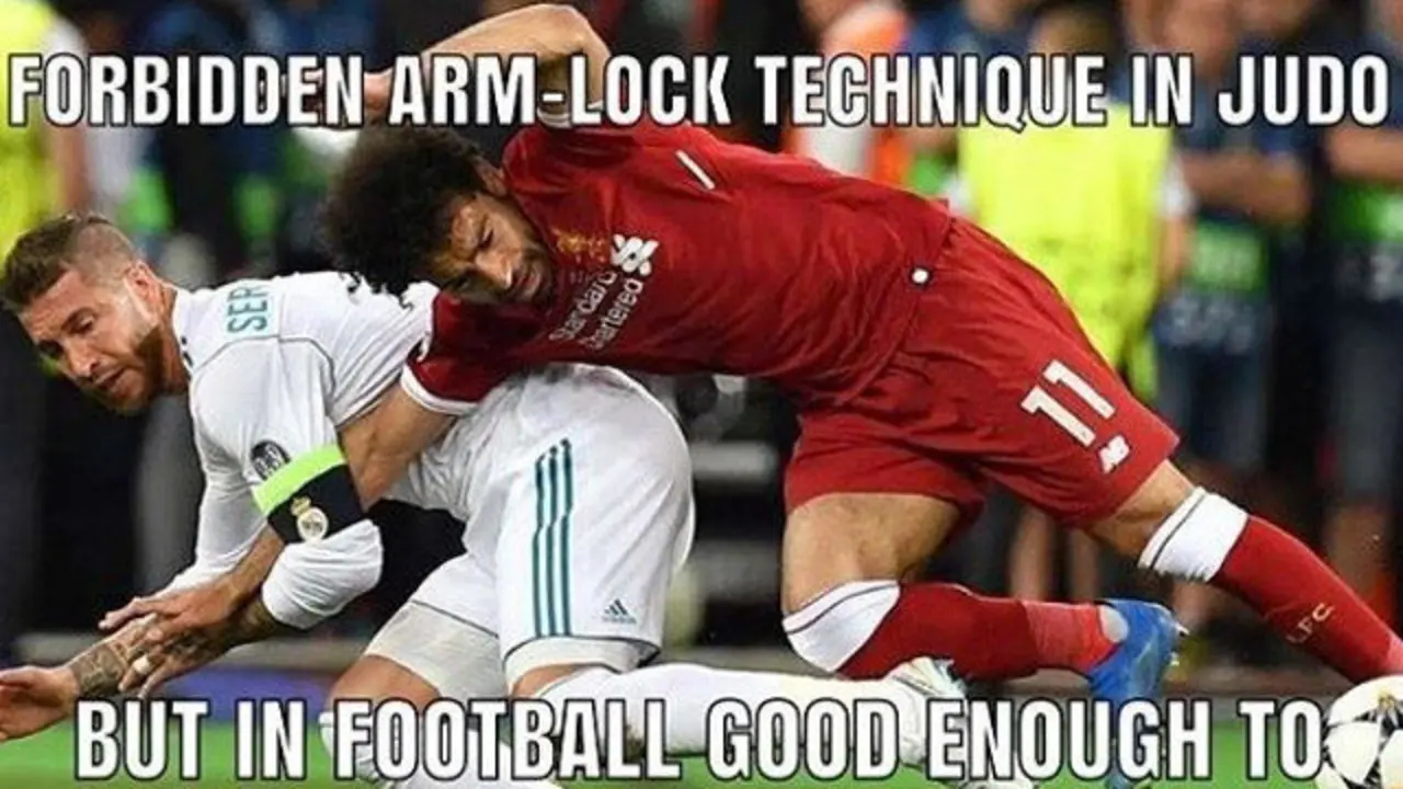 Meme de la European Judo Union sobre el agarrón de Ramos a Salah.TWITTER